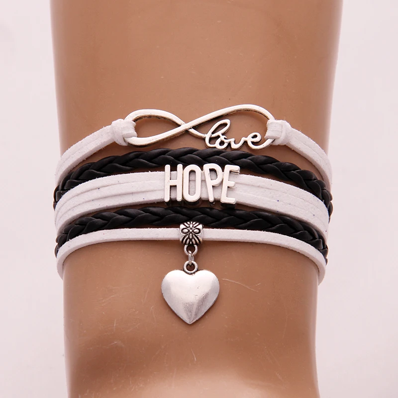 (10 шт./лот) Бесконечность любовь надеюсь браслеты ручной работы сердце Шарм