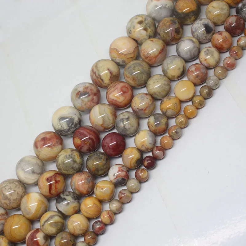 

Mini. order is $7! 4-16mm Natural Crazy Agates Round Loose Beads 15"