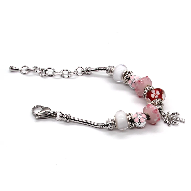 SANYU Fit Pandora браслет стиль розовый Романтическая любовь глазурь бусины характерные подвески ювелирные изделия браслеты для женщин BR-1694