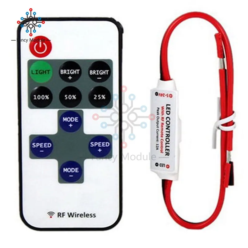 

1 Set 12V RF LED Strip Light Mini Wireless Switch Controller Dimmer with Remote Control Mini In-line LED Light Controller/Dimmer