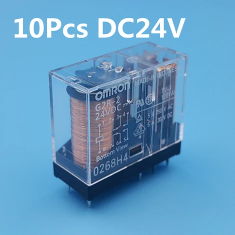 10Pcs DC24V 10 шт. Omron G2R-2 DC12V 24V 8Pin печатного монтажа DPDT реле питания 5A/250VAC - Габаритные размеры: 10Pcs DC24V
