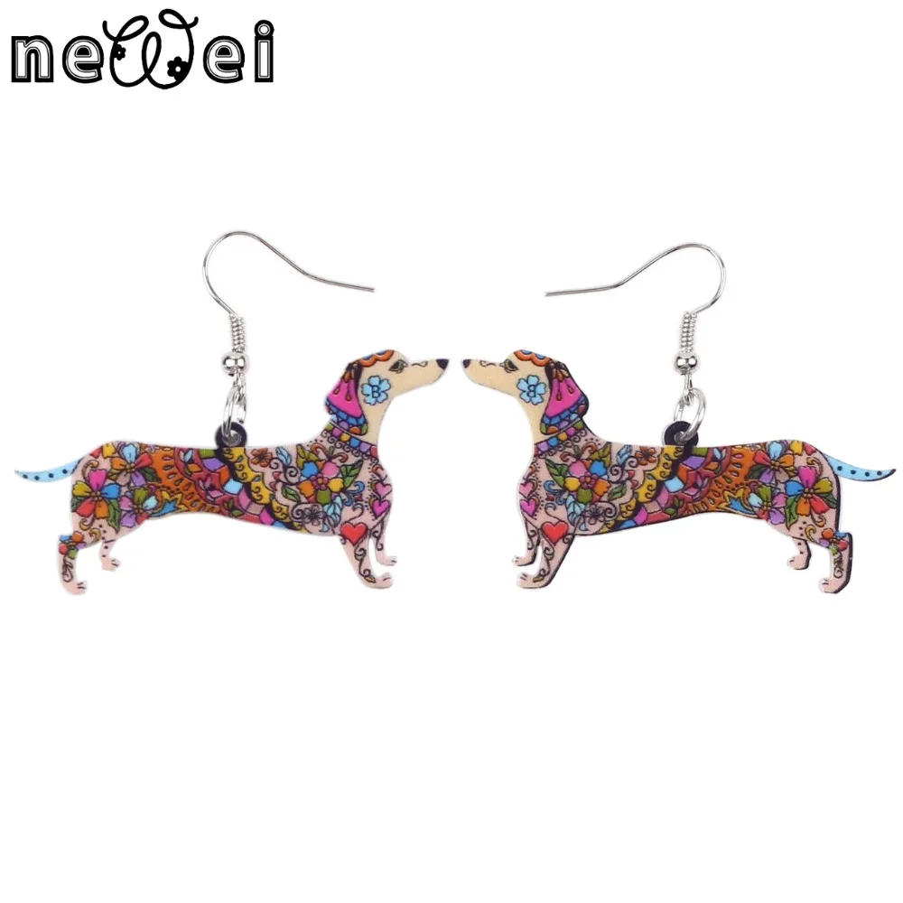 

Bonsny Novelty Big Long Animal Acrylic Dangle Drop Doxie Dachshund Dog Earrings 2016 News Style Novelty Jewelry For Girls Women