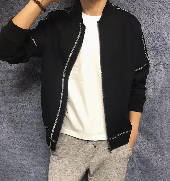 

Thin men's collar jacket men's cotton sportswear stand collar baseball uniform baseball uniform men's casual sports jacket