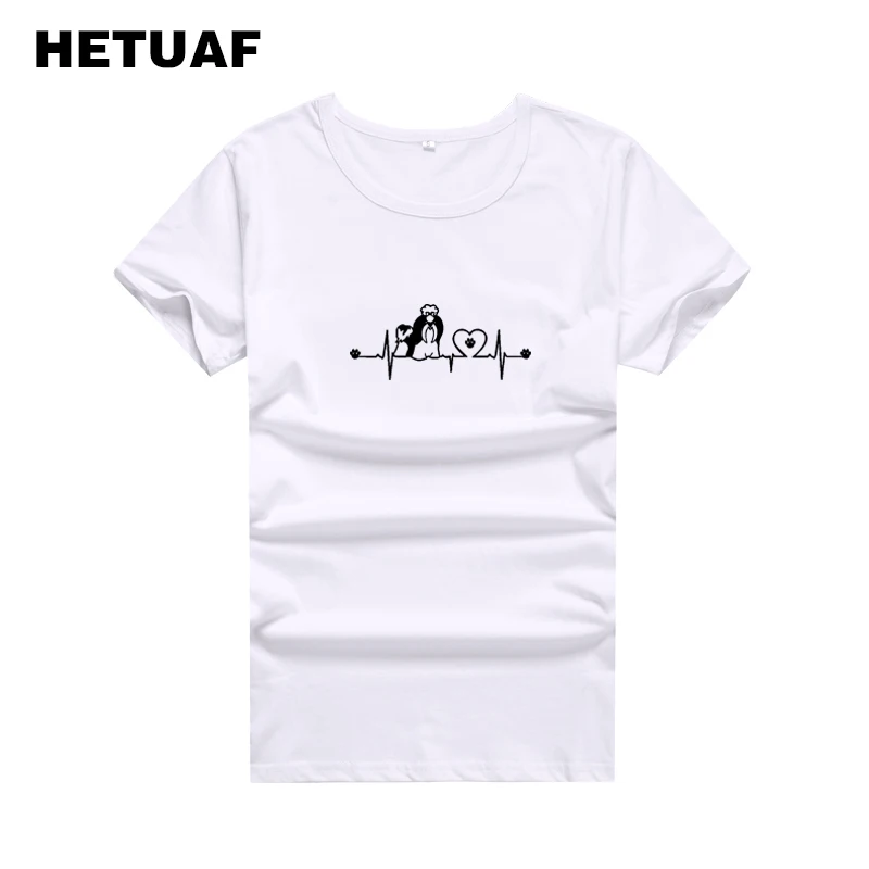 HETUAF сердцебиение любовь Забавные футболки с графикой для женщин Kawaii тцу след