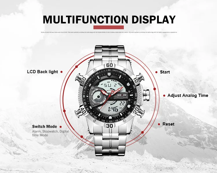 WEIDE Роскошные Брендовые Часы спортивные мужские цифровые из нержавеющей стали Кварцевые часы водонепроницаемые электронная сигнализация часы стимпанк