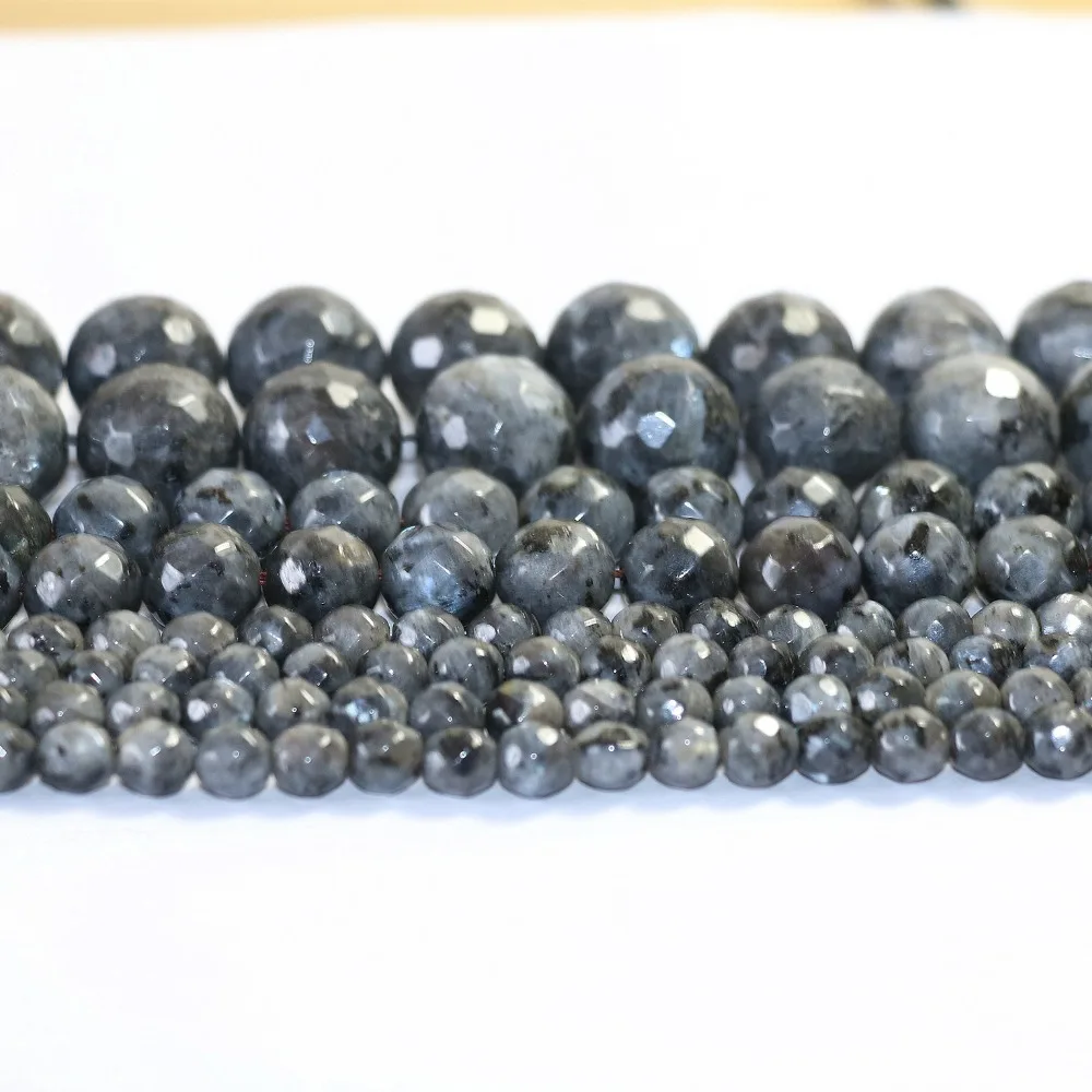 Натуральный черный лабрадорит 10 мм граненые круглые ювелирные изделия больший