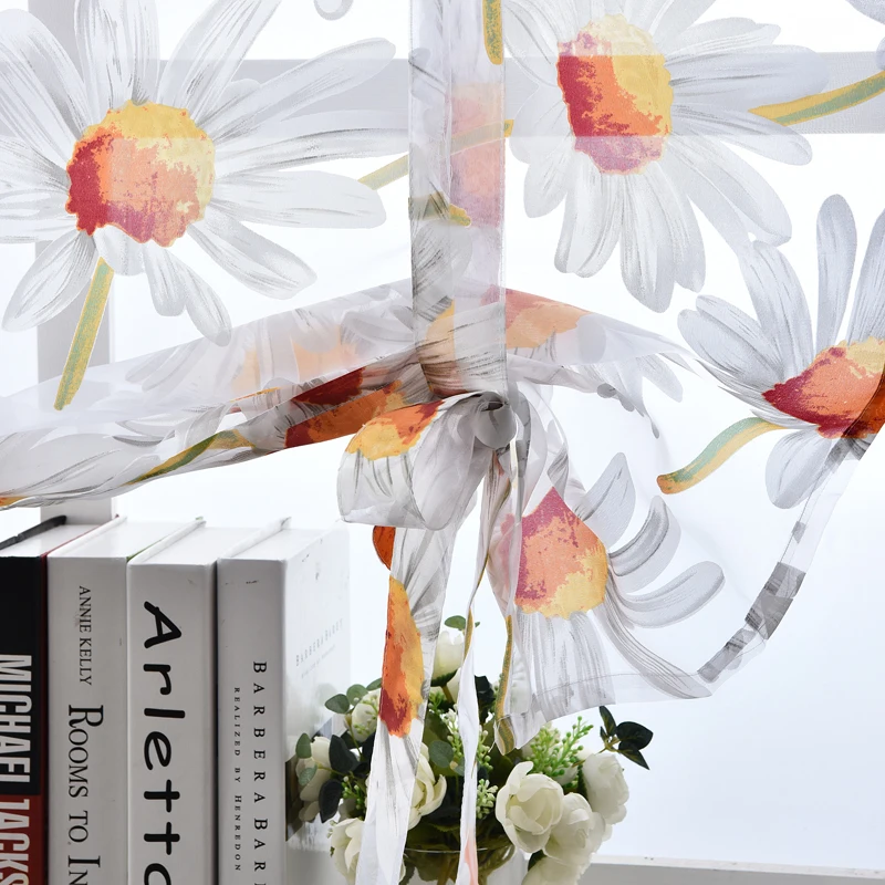 NAPEARL Цветочная римская фотопанель тюль короткое окно Современная вуаль