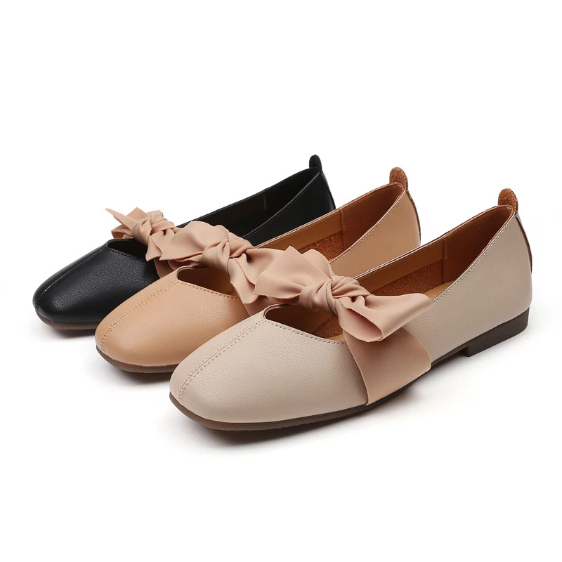 2019 Для женщин балетки Роскошные туфли на плоской подошве мягкие лёгкие кожаные