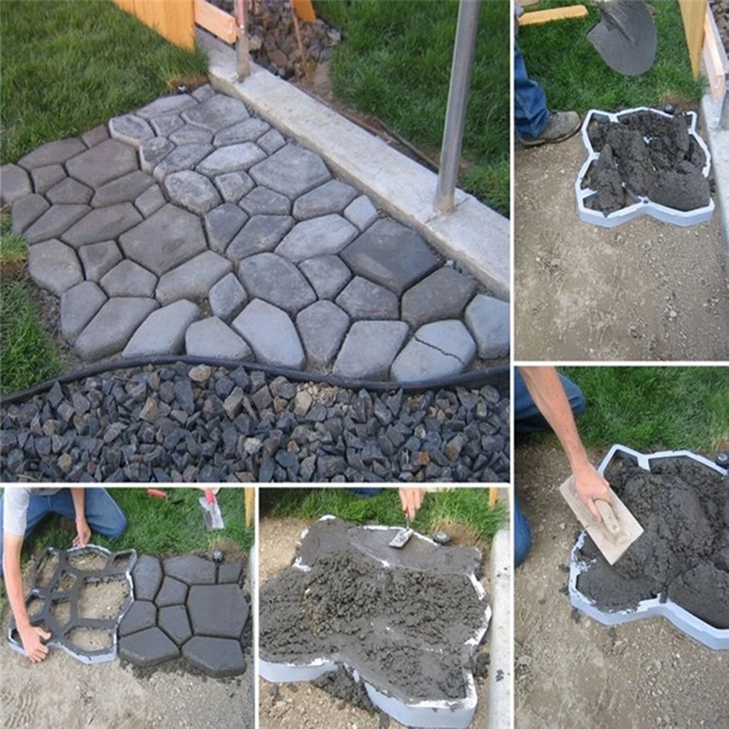 

1 Pc Garden Path Maker Mold DIY Plastic Floor Paving Mould Cement Brick Concrete Molds Home Garden Stone Road Decoration Tool