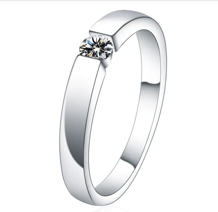 Простое кольцо для пасьянса Her & him 0.25Ct 4 0 мм Тест положительное Moissanite тест