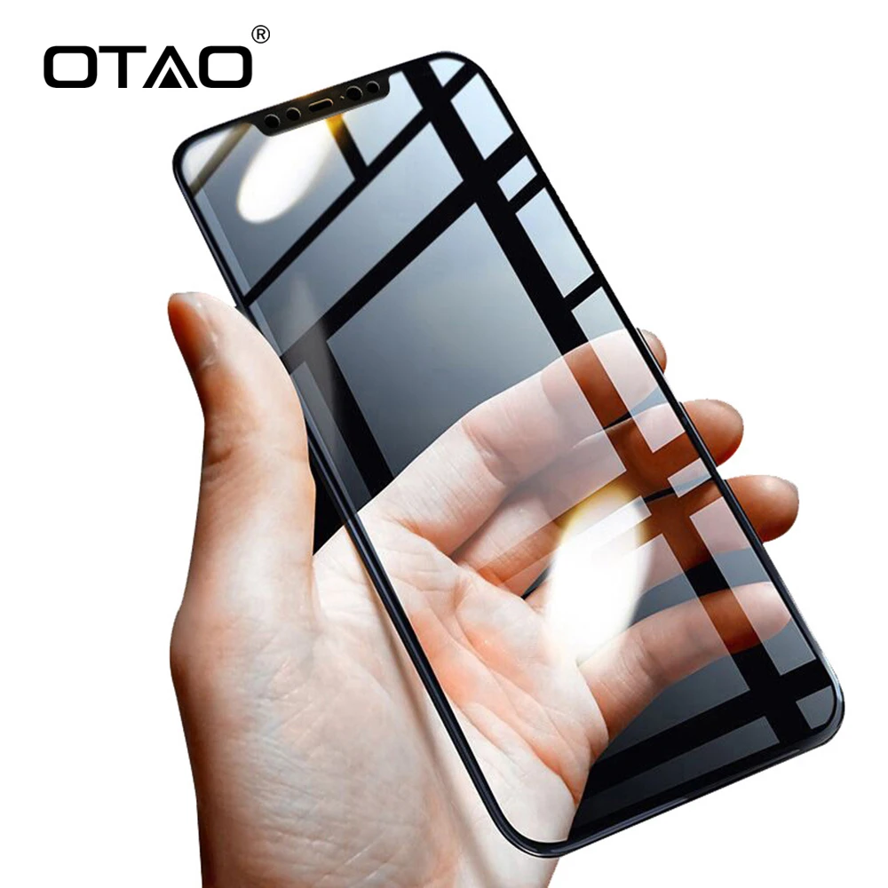 Защитное стекло OTAO закаленное 3D с шелковым принтом для iPhone XR XS MAX X 8 7 6 6S Plus