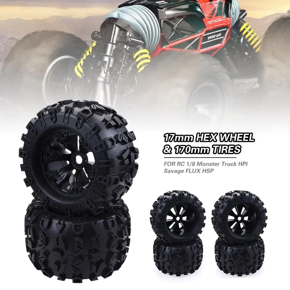 Шестигранные колеса 17 мм и шины 170 для RC 1/8 Monster Truck HPI Savage FLUX HSP|Детали аксессуары| |