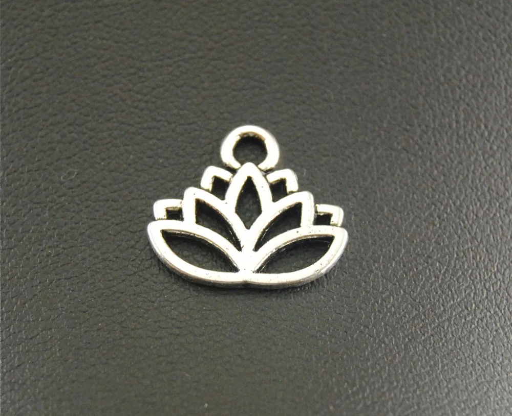 Подвески в виде цветка лотоса бронзового и серебряного цвета 20 шт.|flower charms pendant|charm