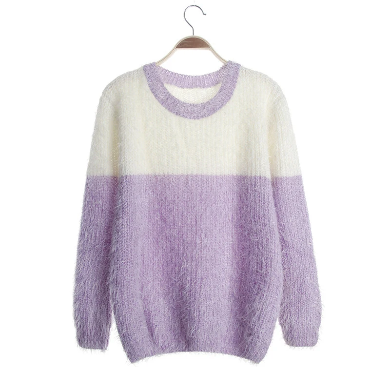 Женские свитеры в Корейском стиле Свободные повседневные пуловеры мохера цвета