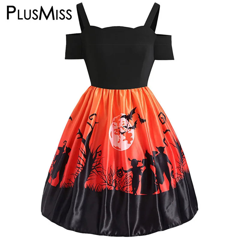 PlusMiss размера плюс 5XL XXXXL XXXL Хэллоуин с принтом сексуальное платье открытыми