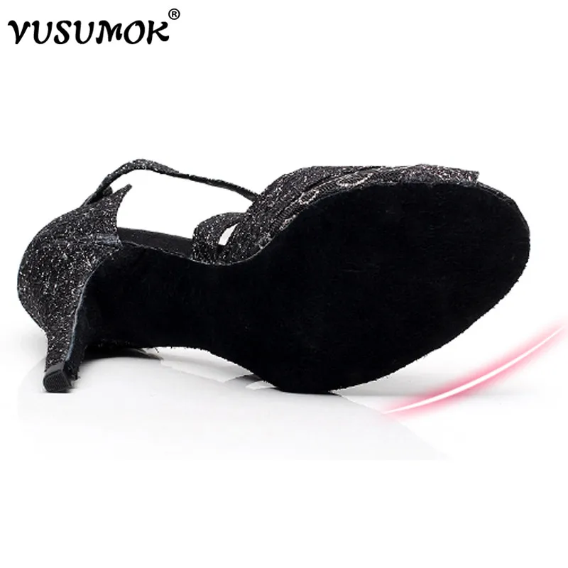 VUSUMOK Modern velvet net Women Latin Dance Shoes Girls Tango Salsa Open Toe Square Lace Heels Plugs size 33-43 | Спорт и