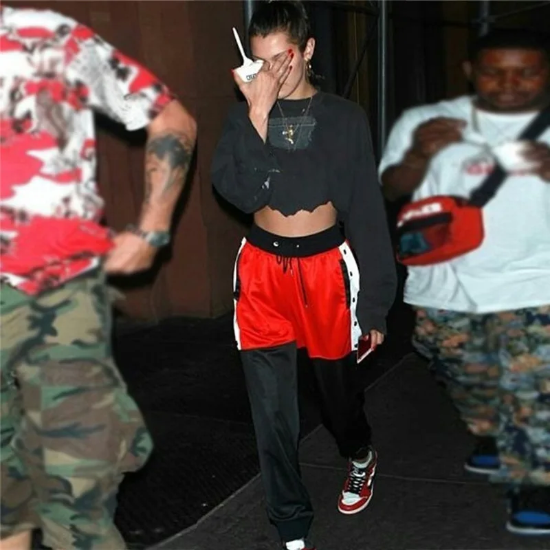 Супер модный Hi Q хлопок длинный рукав черный Midriff свитшоты женские хип хоп