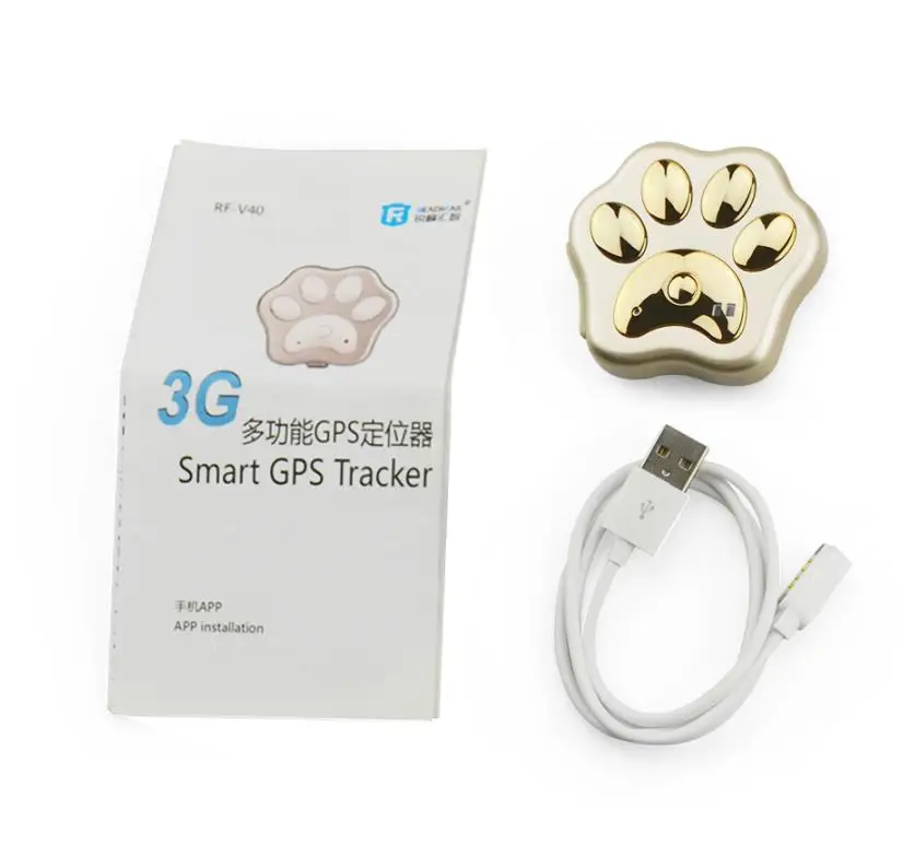 gold 3g gps трекер RF-V40 собака кошка gps-устройство обнаружения для домашних животных в режиме реального времени отслеживающее устройство трек Водонепроницаемый веб Android iOS отслеживающее устройство - Цвет: gold
