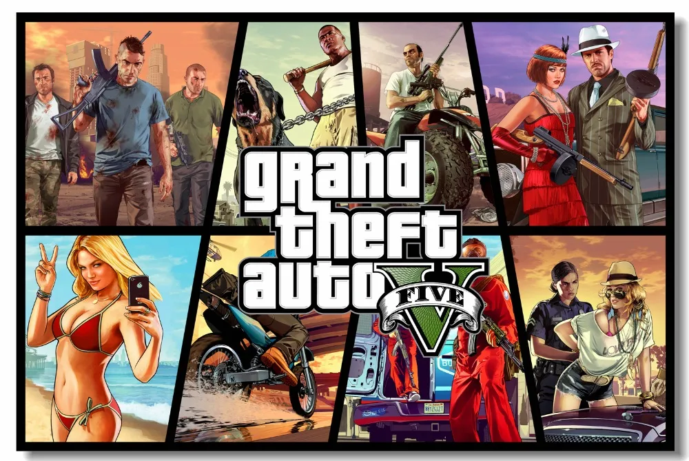 Настенная картина на заказ Grand Theft Auto San Фер Постер GTA 5 видеообои для гостиной