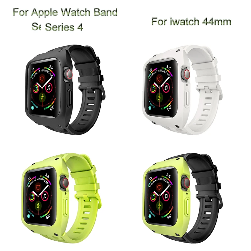 Спортивный силиконовый чехол для часов Apple Watch 44 мм ремешок браслета с защитной