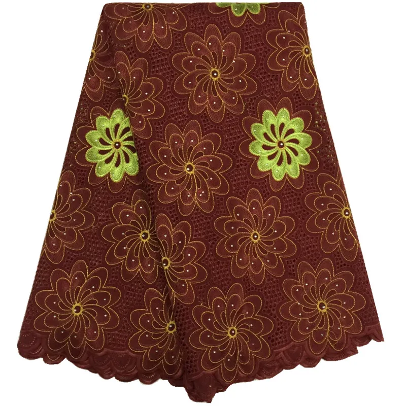 Африканский Хлопок Кружевной Ткани 2017 Высокое Качество Кружева Вышитые С камень