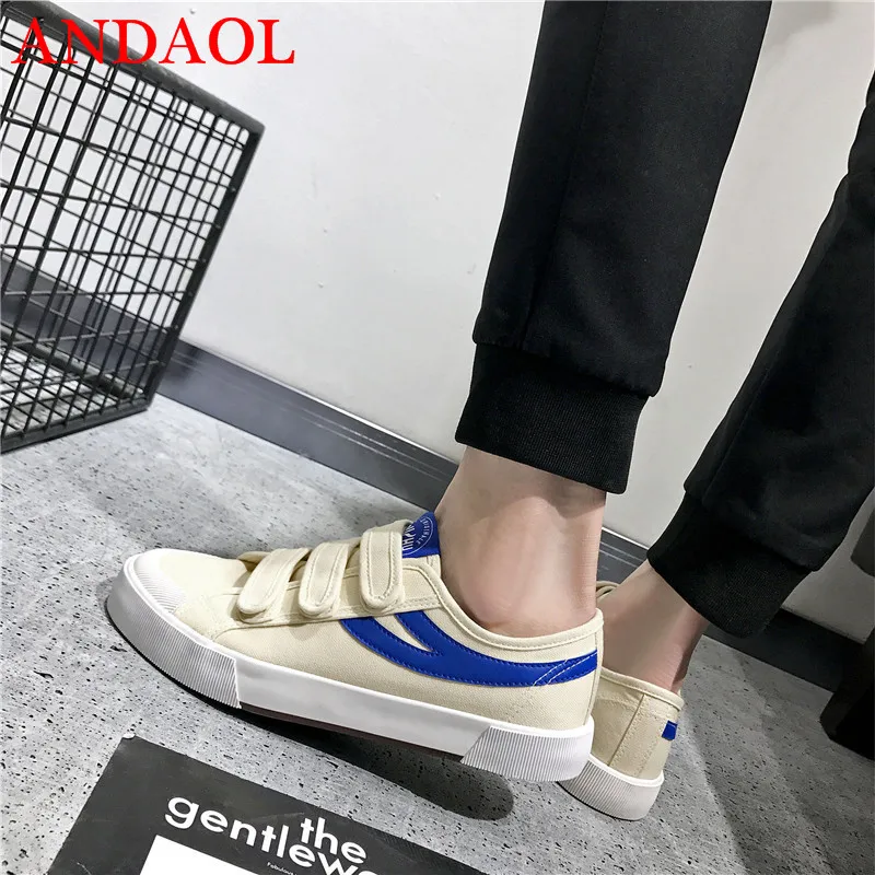 

ANDAOL Men's Casual Shoes Top Quality Breathable Light Mixed colors Sneakers Tenis Feminino New Luxury Hook Loop Canvas Trainers