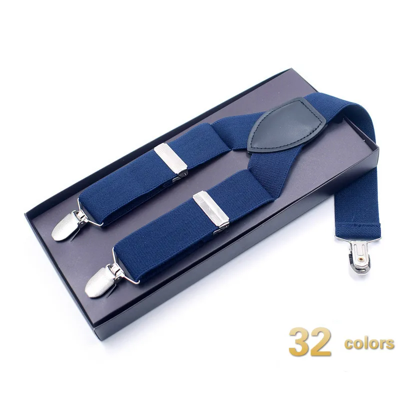 

32 Colors New Man's Suspenders 3 Clips Y Leather Braces Casual Suspensorios Trousers Strap 3.5*120cm Gift for Dad Tirantes