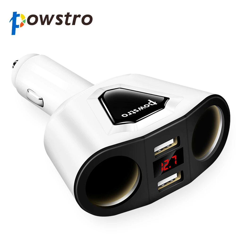 Автомобильное зарядное устройство Powstro 3 1 а с двумя usb портами и 2 розетками для
