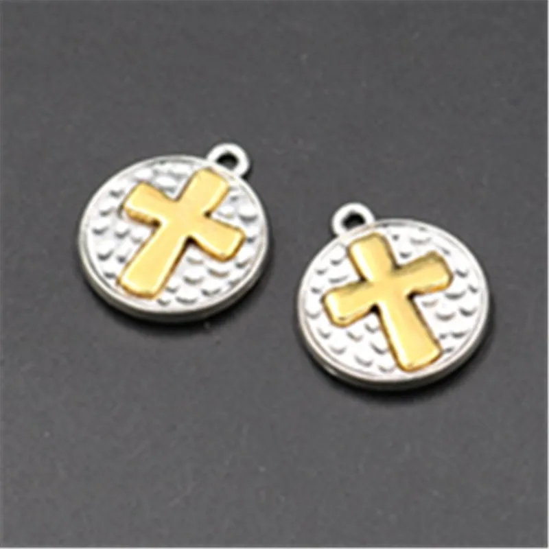 

8pcs Gold Color Crosses Tags Charm Round Alloy Pendants For Necklace Bracelet DIY Fashion Jewelry Findings A724
