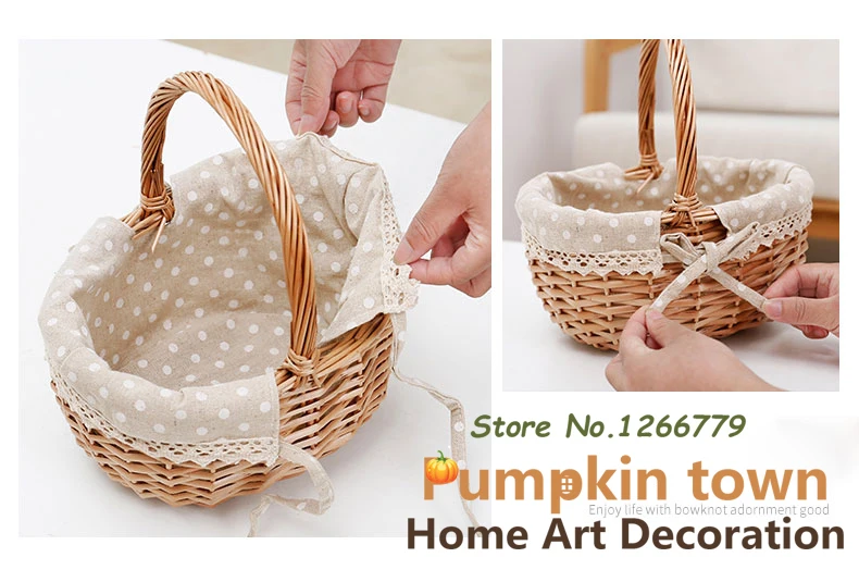 2018 NEW Genuine Super specials Practical Pastoral style sweet lovely cloth art wicker basket Storage Baskets flowers | Дом и сад