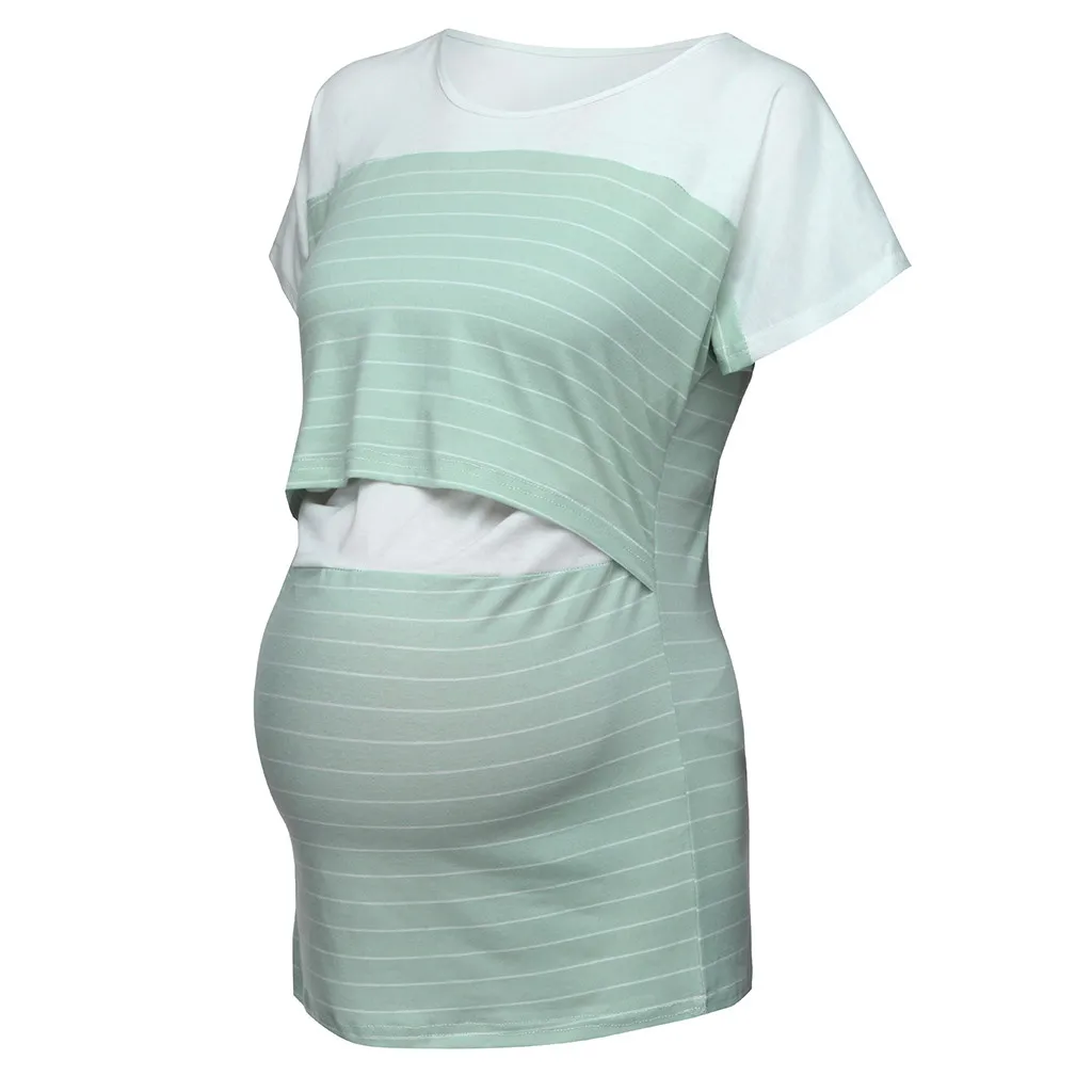 Одежда для беременных Полосатая одежда с короткими рукавами Футболка Ropa Maternity