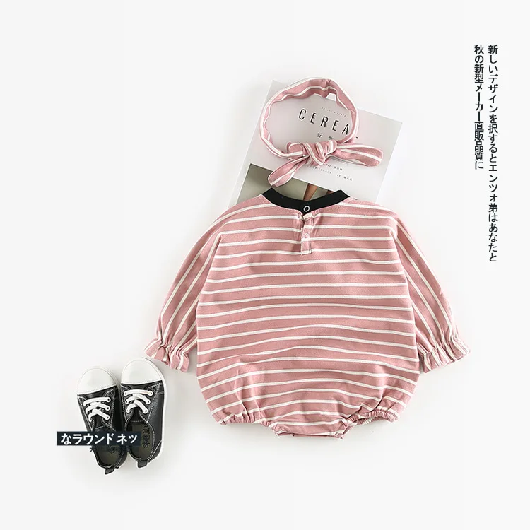 2018 Autumn New Arrival cotton Cute Stripe climbing pp bodysuit with Harbin Dispensing Belt for cute sweet baby girls and boys | Мать и