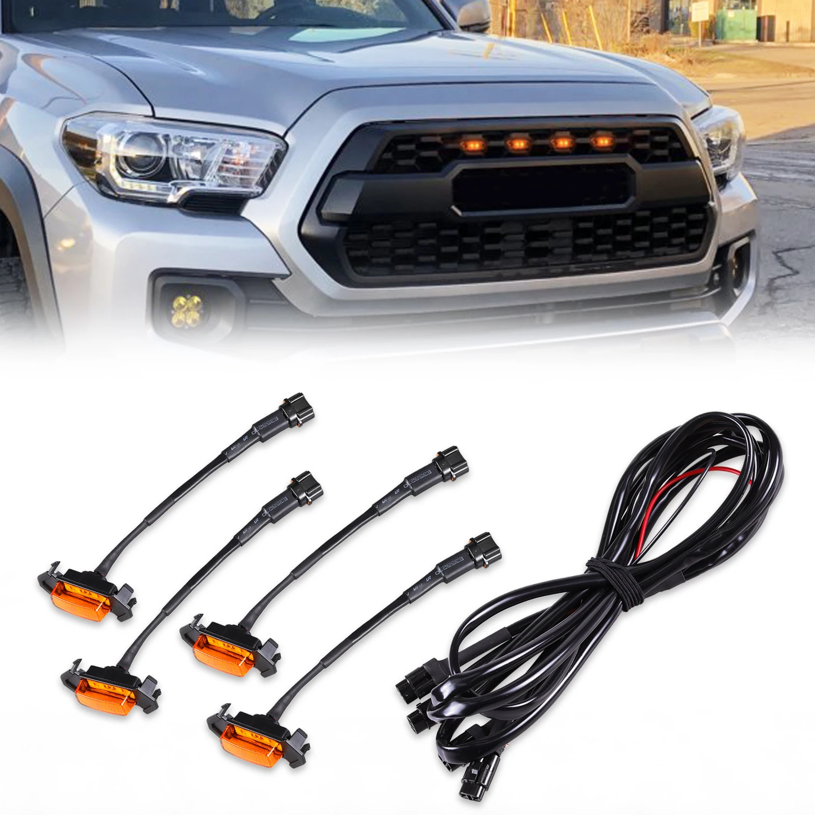 Передний бампер капот решетка и 4 шт. светодиодный свет подходит для Марка Toyota Tacoma