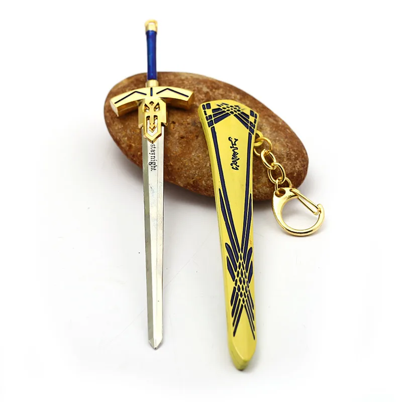 Брелок FATE Stay Night Saber золотистое кольцо Excalibur Morgan металлический меч брелок для