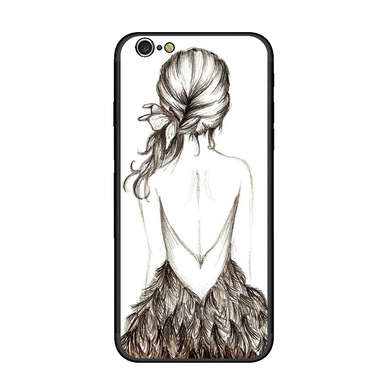 Эскиз Картины Чехол для iphone 5 5s se 6 6plus 6s plus 7 8 X Жесткий Роскошные PC + TPU чехол
