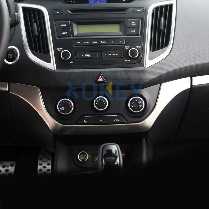 Для hyundai Creta ix25- хромированная приборная панель центральная консоль управления Панель кондиционирования воздуха крышка отделка полосы из нержавеющей стали