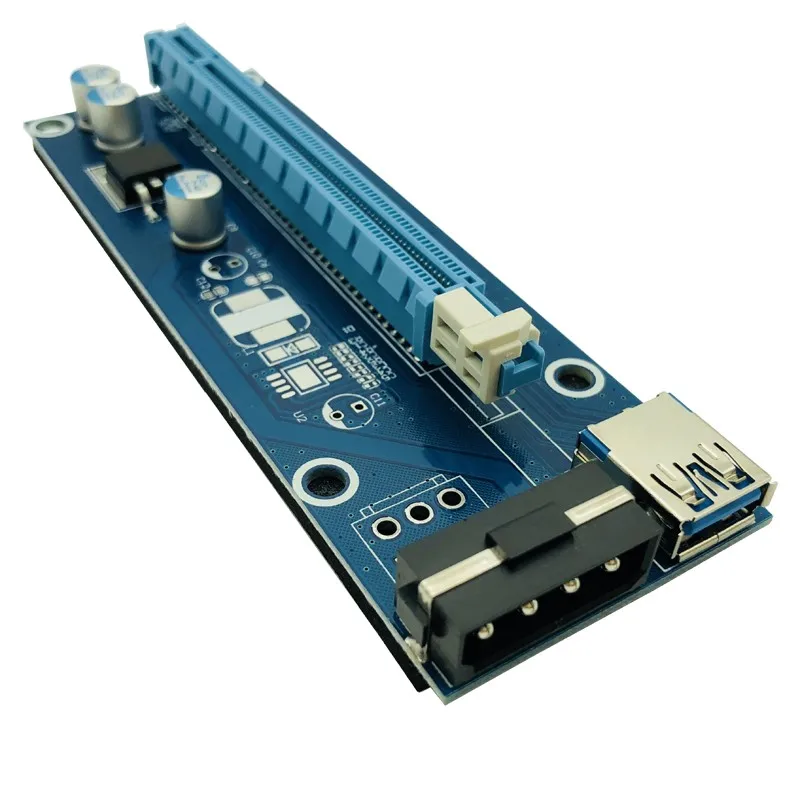 6 шт. Новый VER006 Riser 1x к 16x PCI Express Card E расширитель 60 см USB 3 0 кабель SATA 4Pin питание для BTC