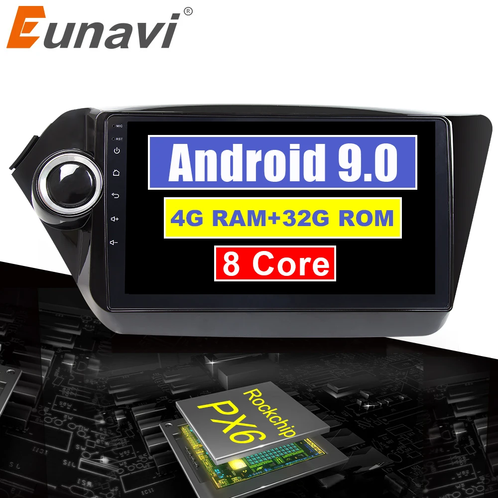 Eunavi 2 Din Автомобильный мультимедийный плеер gps Android 9 DVD Automotivo радио для Kia k2 RIO 2010 2011