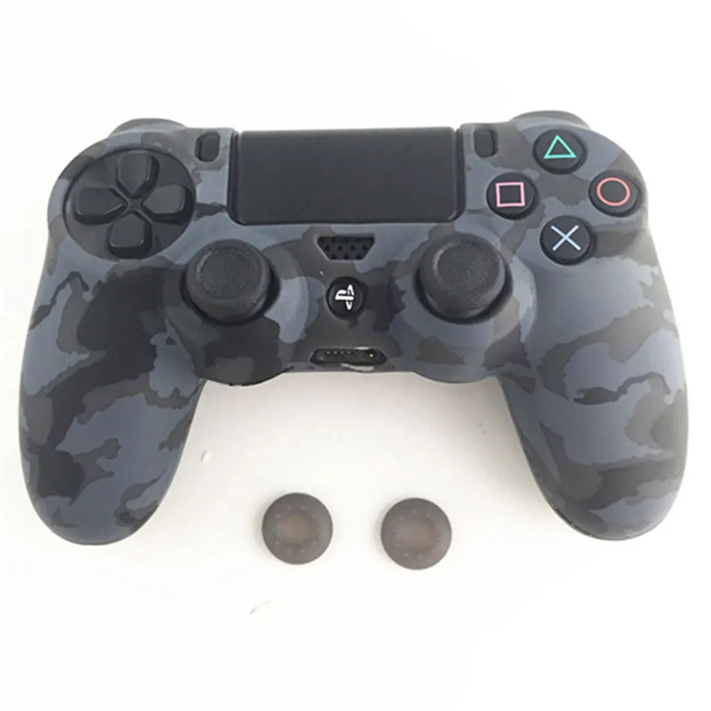Чехол для игры Камуфляжный Мягкий силиконовый чехол + 2 джойстика PS4 контроллера