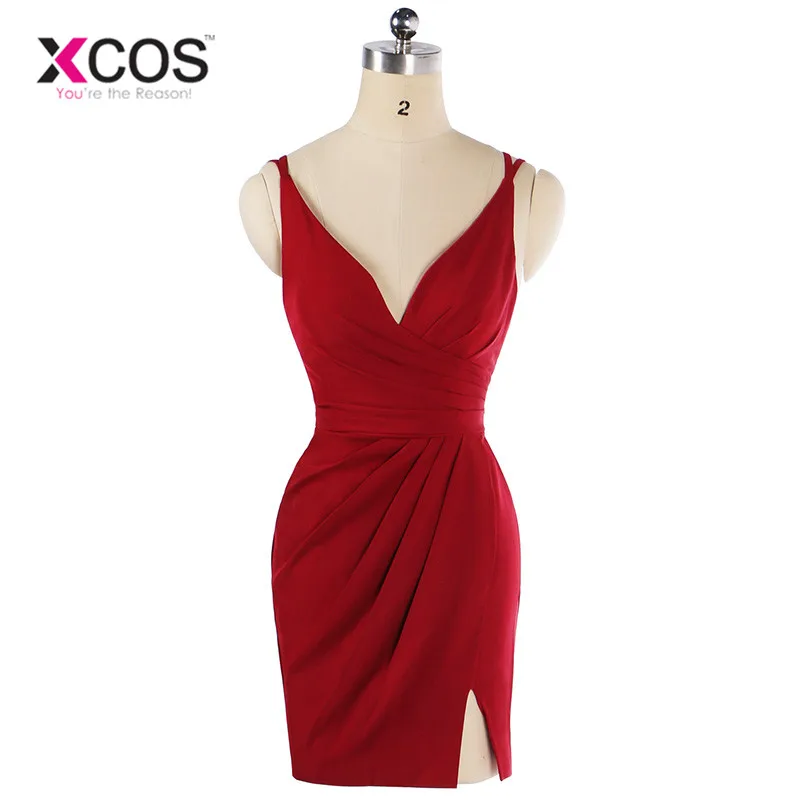 XCOS 15 цветов шифоновое красное короткое платье невесты мини сексуальное
