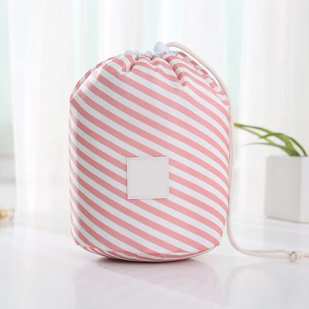Pink stripe HJKL, новинка, модная женская косметичка на шнурке для путешествий, горячая Распродажа, круглая Водонепроницаемая косметичка для Хранения Туалетных Принадлежностей - Цвет: Pink stripe