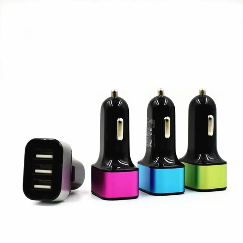 Мини универсальное автомобильное зарядное устройство 5.1A 3 USB порта для iPhone 4 4S 5 5S