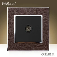 module wallpad hotel tv television socket goats brown leather frame tv jack port wall socket free shipping