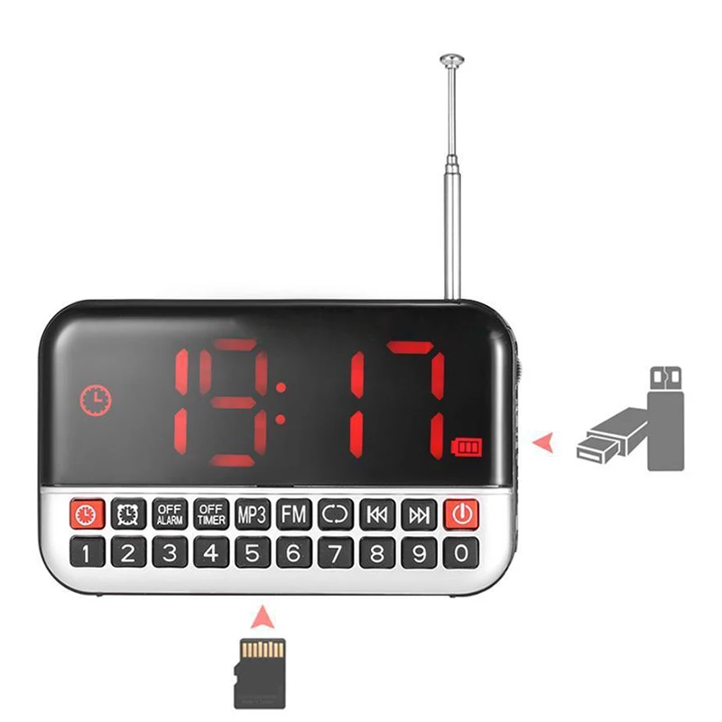 Портативный мини fm радио динамик музыкальный плеер TF карта USB светодиодный