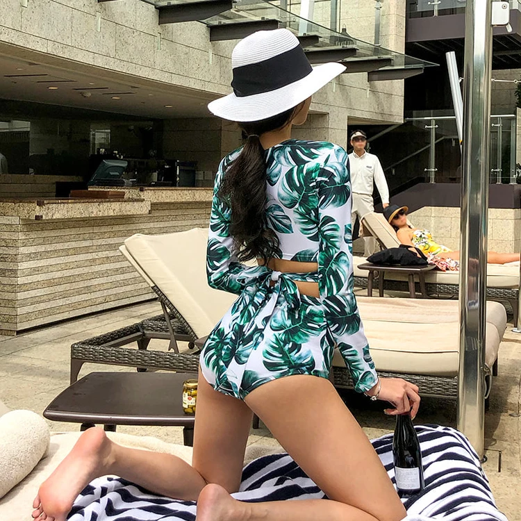 Женский купальник из двух предметов с принтом и чашками пуш ап|Комбинезоны| |