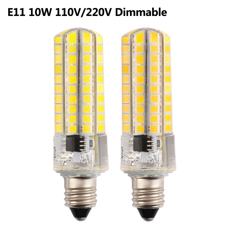 

New Dimmable Silicone Body E11 10W Mini LED lamp 110V / 220V 80 LEDs 2835SMD LED Corn light bulb For Crystal Chandeliers 5pcs