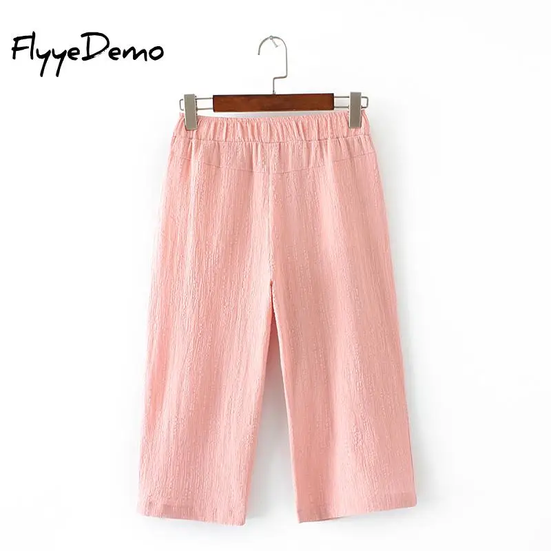 2020 Summer Autumn New Linen Pants Women Calf Length Harem Casual Elastic Waist Capris Trousers Plus Size XL - 4XL | Женская одежда