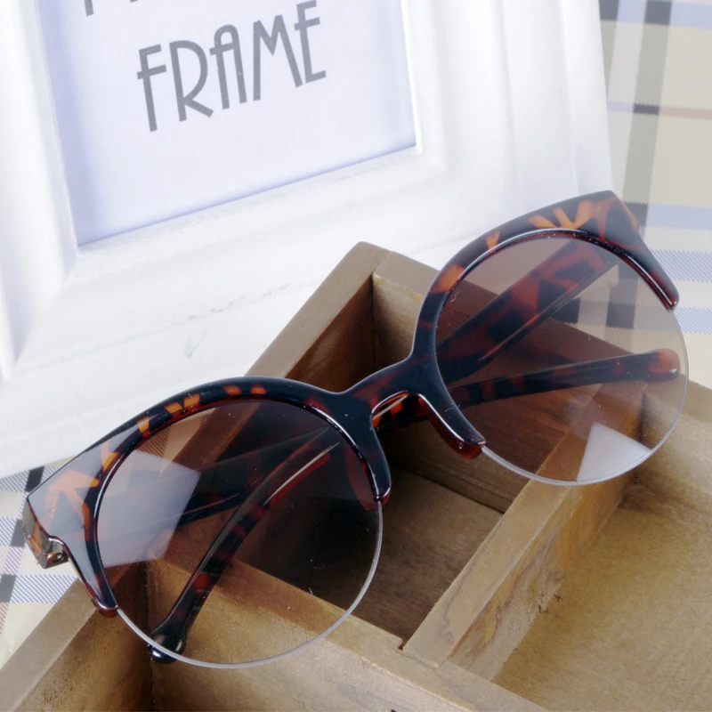 Модные солнцезащитные очки кошачий глаз женские винтажные полуоправы Gafas