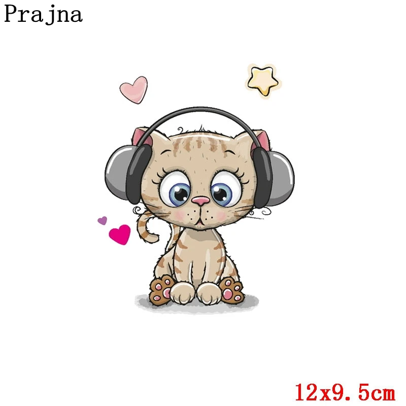 Prajna украшение в виде животных теплопередача для одежды милый кот печатных ПВХ виниловые пластыри термотрансферный Декор гладить на аппликации - Цвет: Антикварная медь