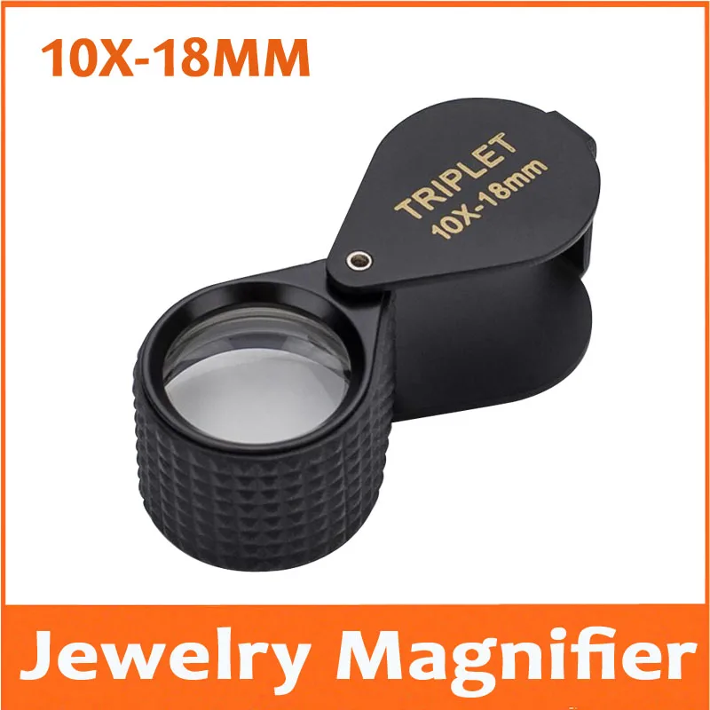

10Times 18mm Foldable Jadeite Filter Super Triplet Lens Magnifier Jewelry Gem Identifying Type Inspecting Magnifying Glass Loupe